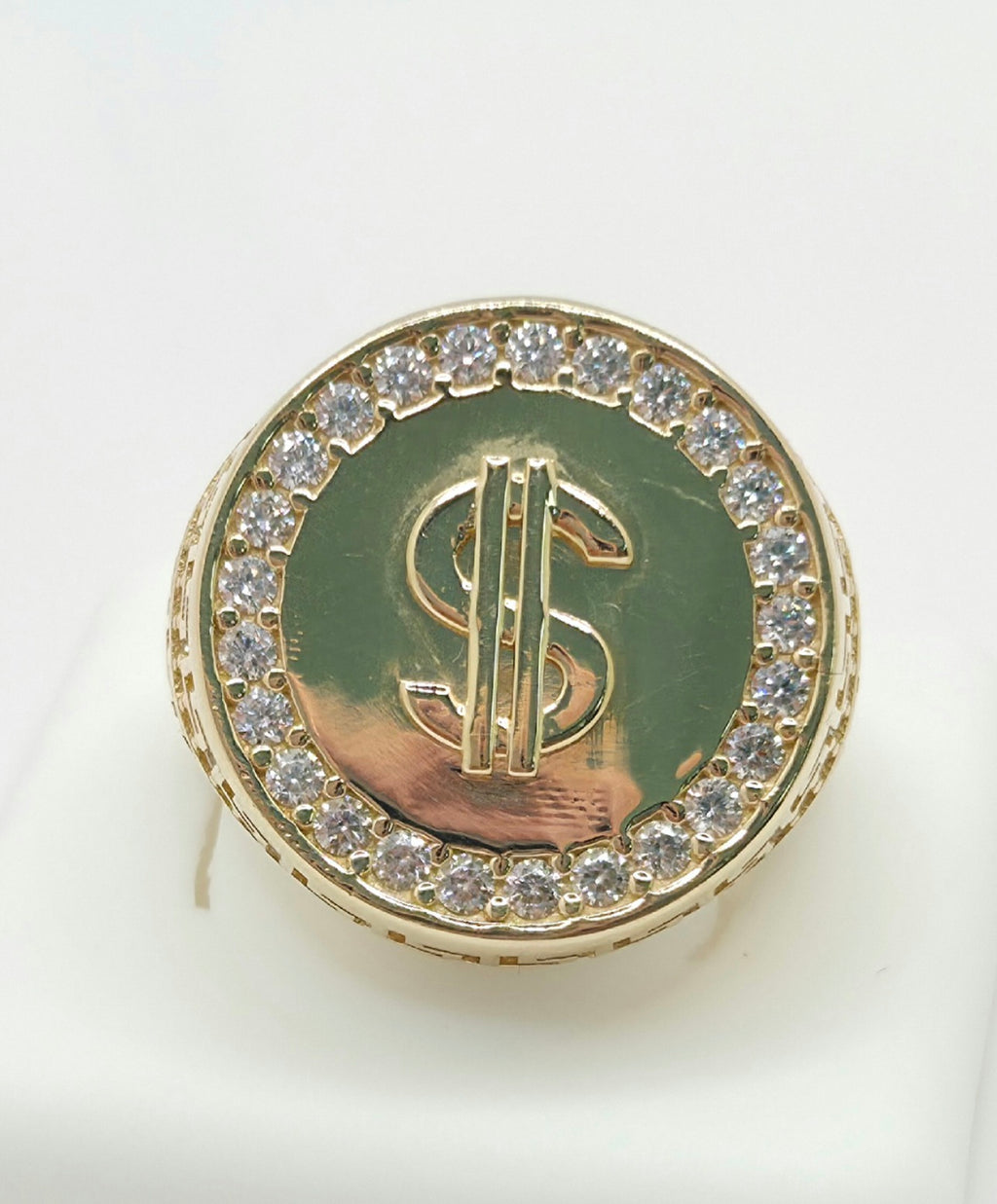 14KT MONEY SYMBOL CZ ROUND RING Size 11 Weight 9.2GR