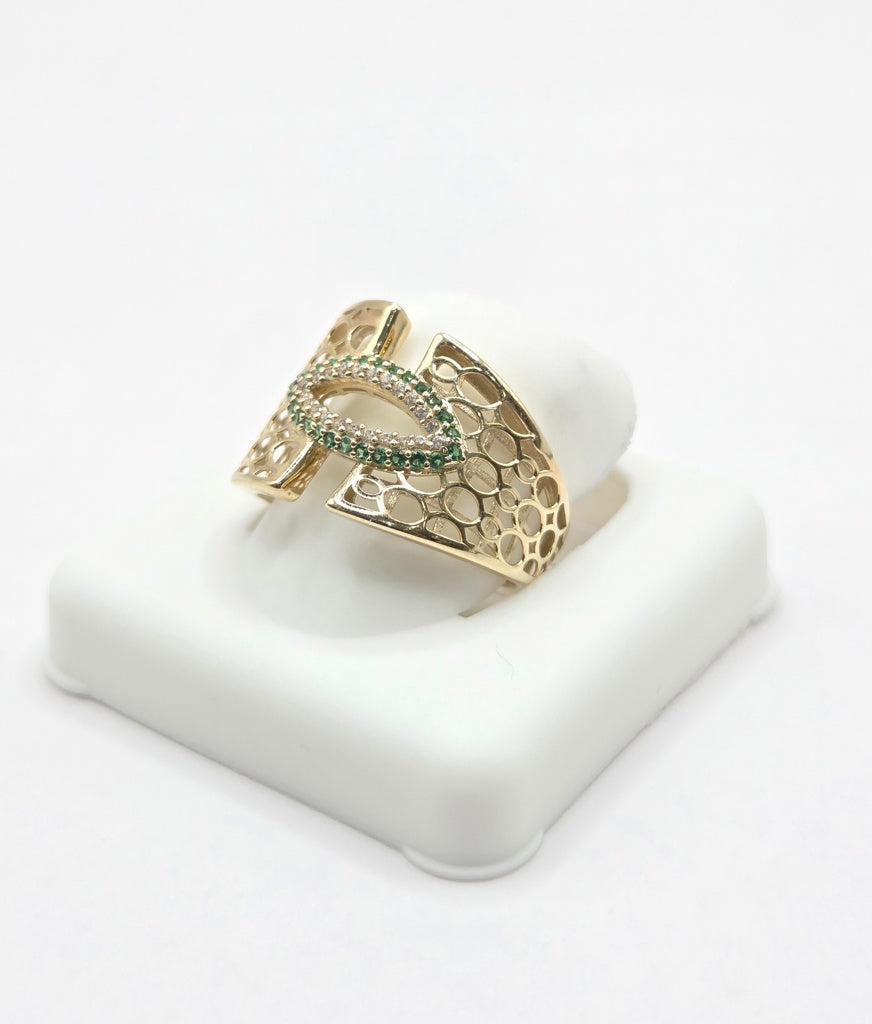 10KT FANCY OAVLS SILHOUETTES BACK DESIGN OVAL DETAIL CENTER RING Size 7-7.5-8 Weigth 2.55GR