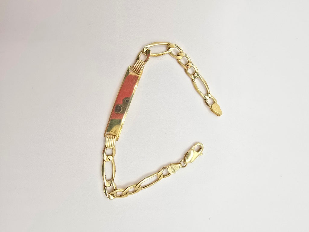 10KT FIGARO BABY ID BRACELET Size 6INCH 5.5MM Weight 3.6GR