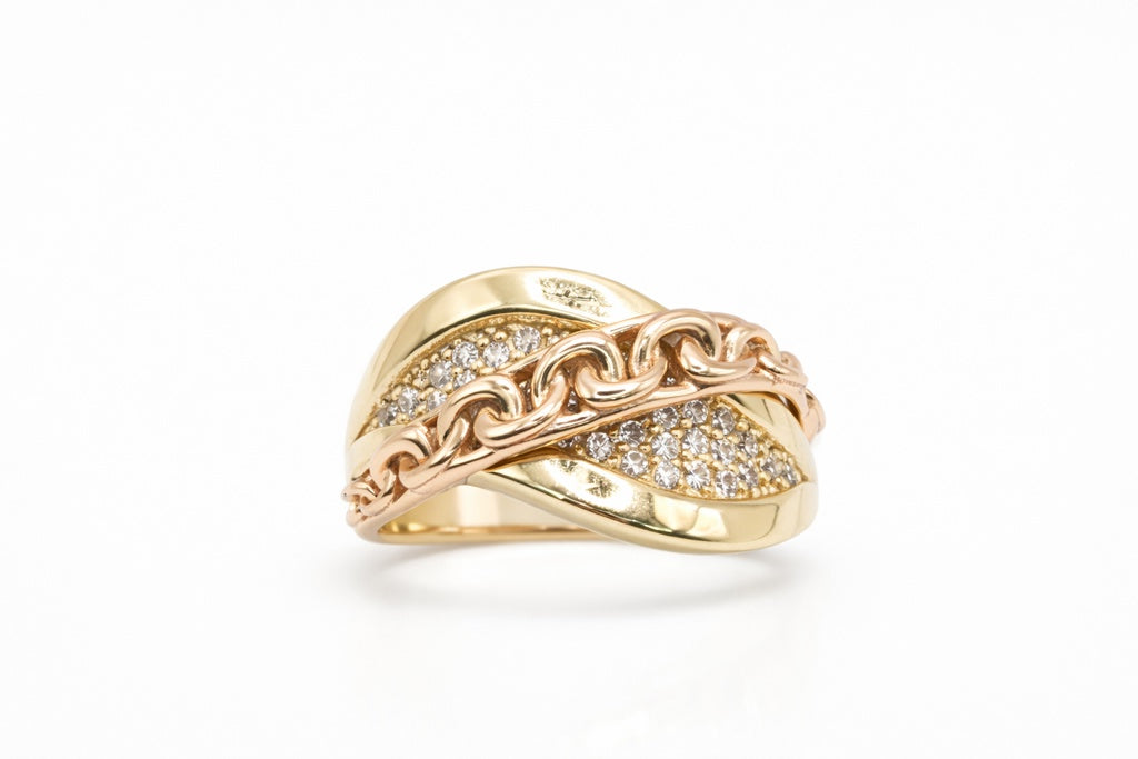 14KT ROSE GOLD CHAIN DETAIL DELICATE RING Size 8 Weight 3.3GR