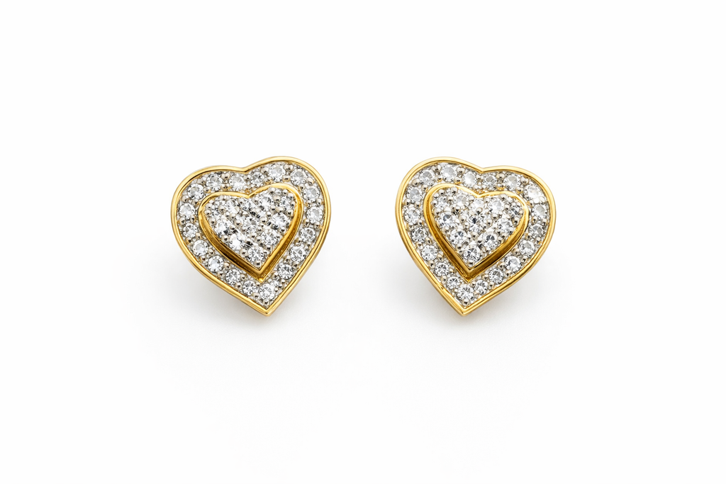 10KT HEART DIAMOND EARRINGS Size 0.18CT