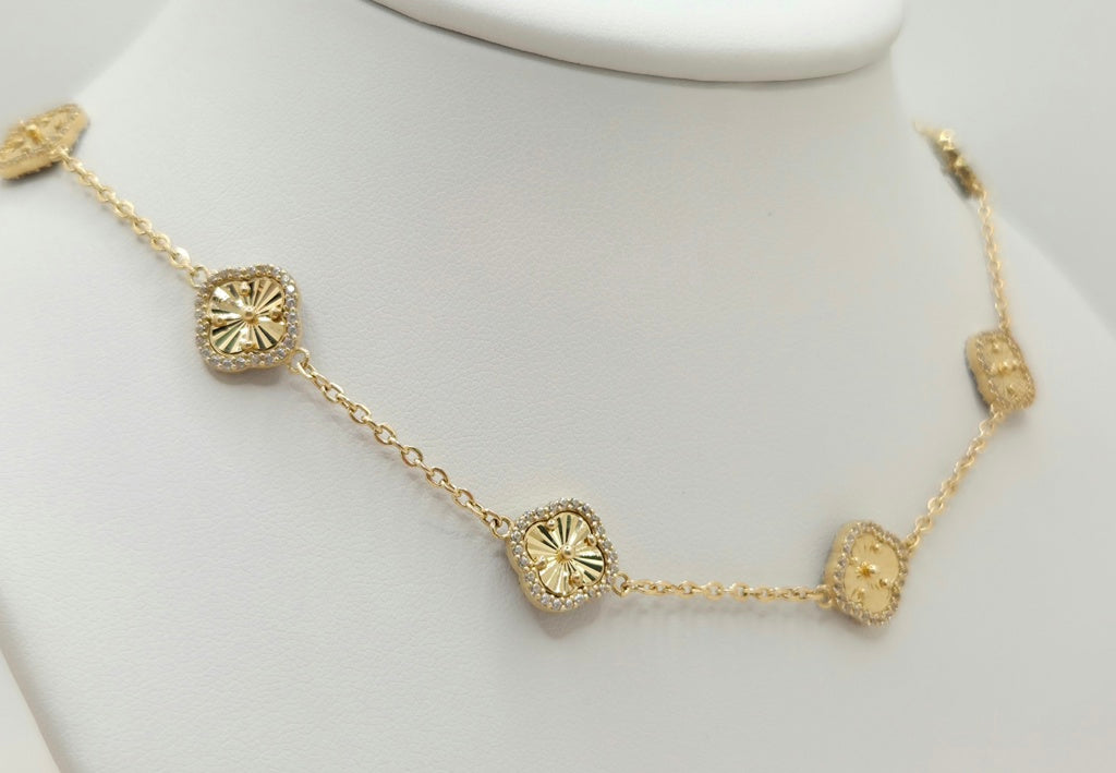 14KT FLOWER CHAIN Size 16INCH Weigth 14.4GR