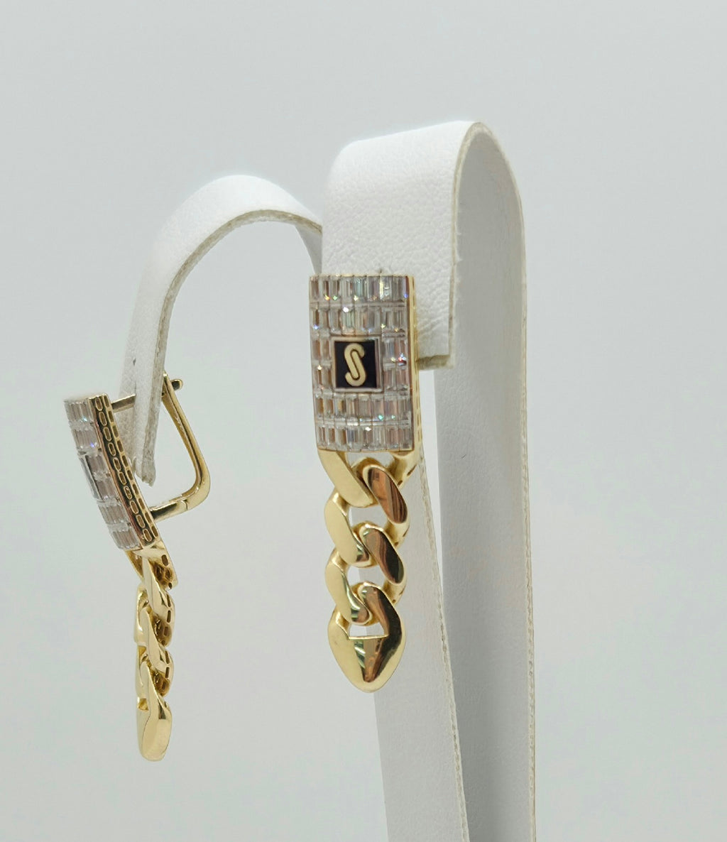 10KT BAGUETTE CERTIFIED MONACO PENDANTS EARRINGS Weight 5.5GR