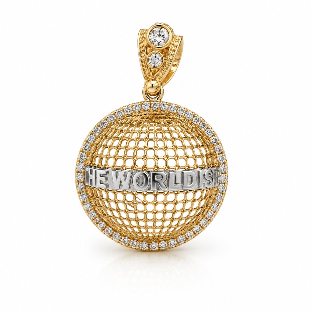 10KT WORLD PENDANT Size  Weigth 6.4GR