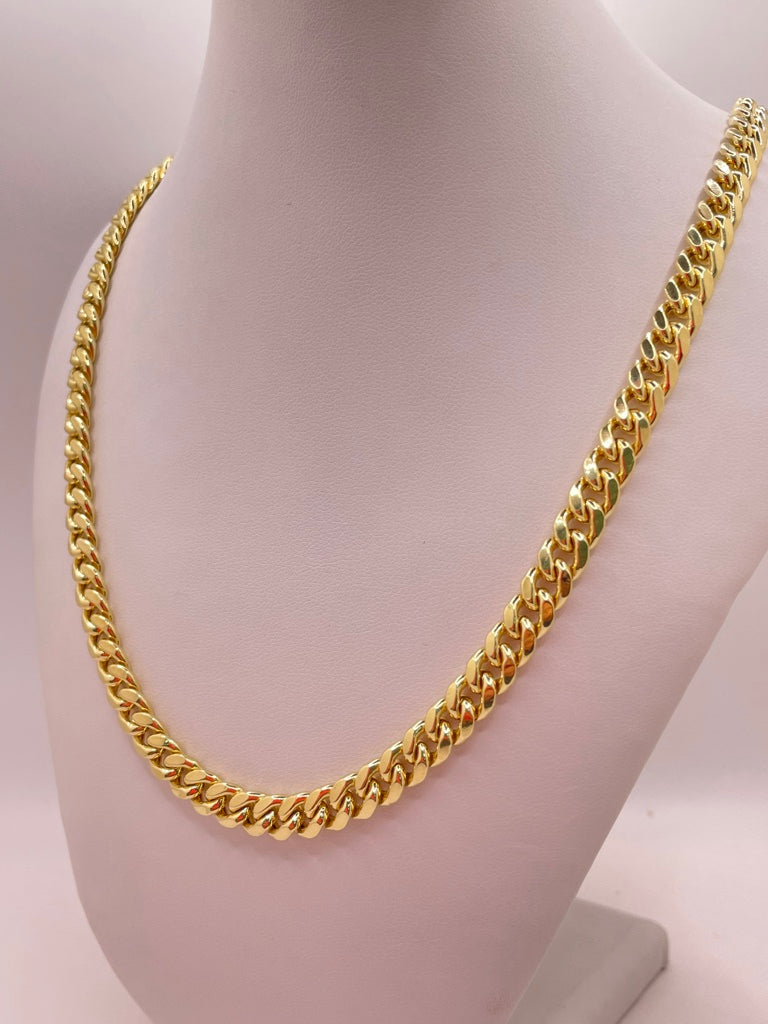 14KT SEMISOLID MIAMI CUBAN CHAIN 24INCH 7MM