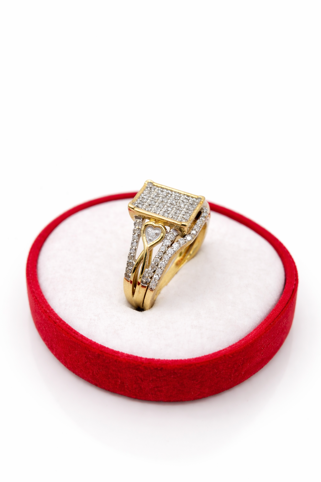 10KT SQUARE DESIGN DIAMOND ENGAGEMENT WOMAN'S RING Size 7/0.34CT