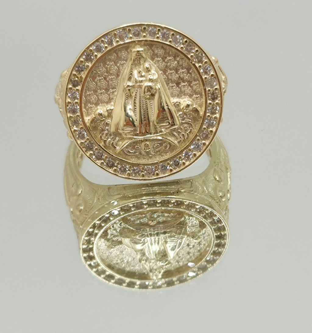 10KT ELEGANTE CZ ROUND CARIDAD RING Size 10 Weight 7.6GR