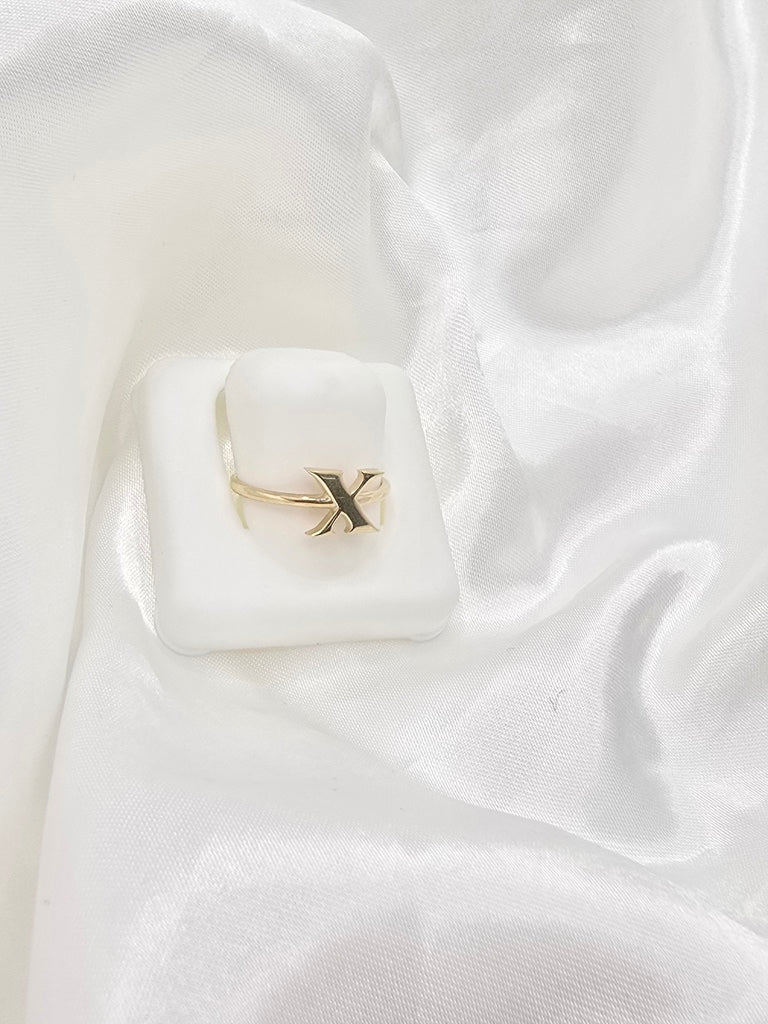 14KT "X" LETTER RING Size 7 Weight 1.3GR