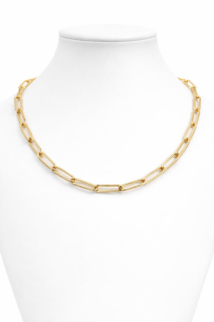 14KT MODERN PAPER CLIP STYLE CHAIN Size 18INCH 5MM Weight 5.8GR