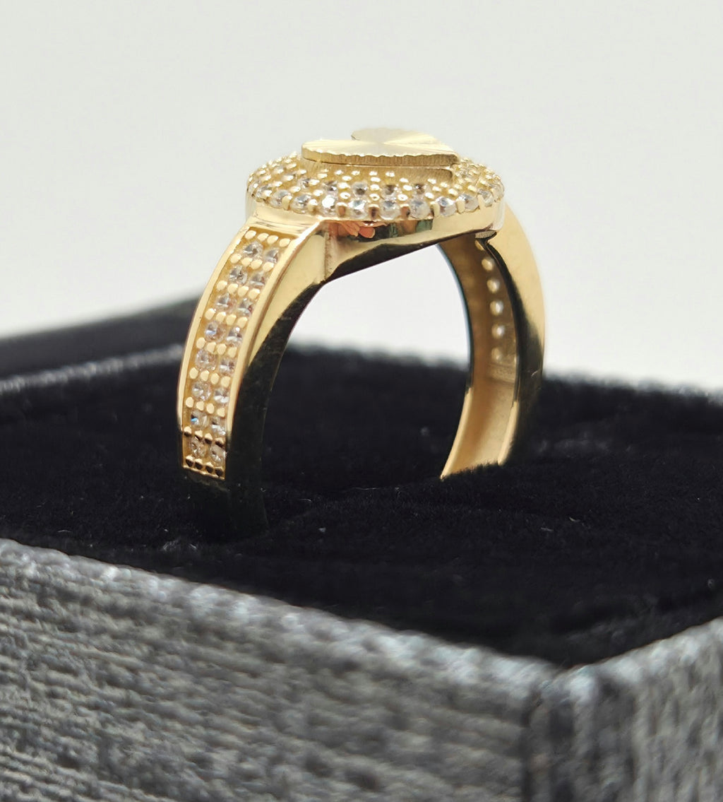 14KT CZ ROUND HEART INSIDE RING  Size 8 Weight 3.5GR