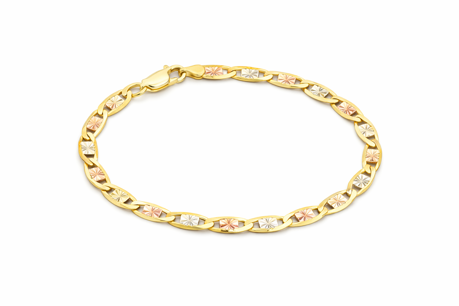 10KT NO THREE TONE VALENTINE BRACELET Size 7INCH Weigth 3.8GR