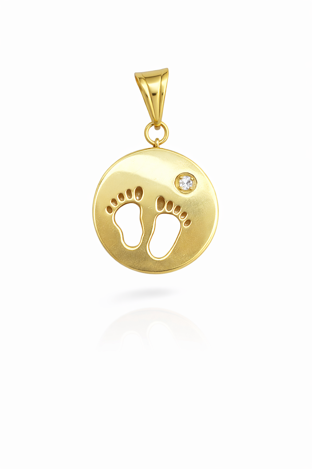 10KT BABY FEET SILHOUETTE ROUND PENDANT Size  Weigth 1GR