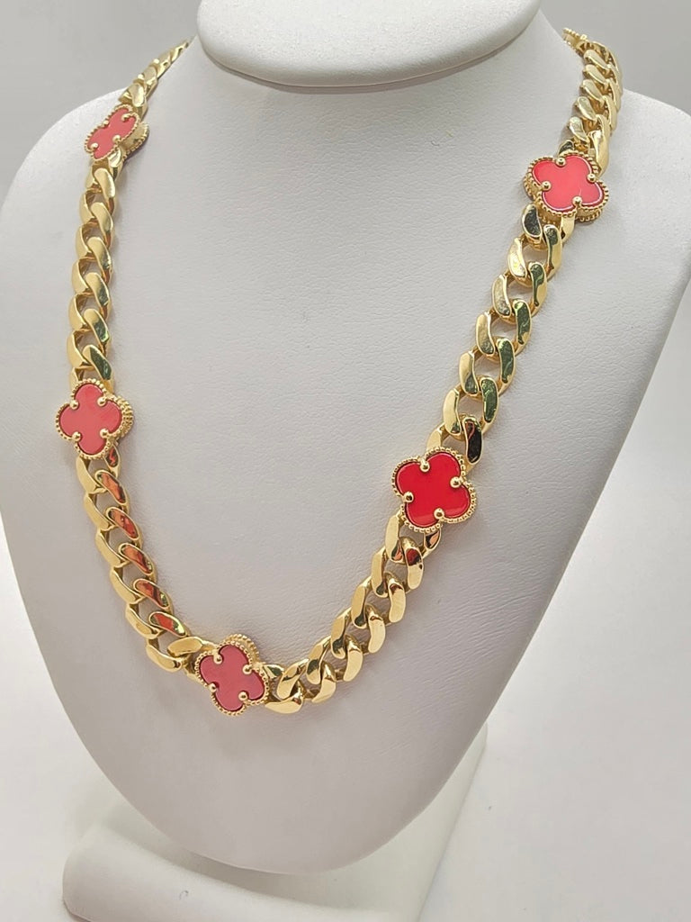 14KT FLOWER CHAIN Size 18INCH 7MM Weigth 25.2GR