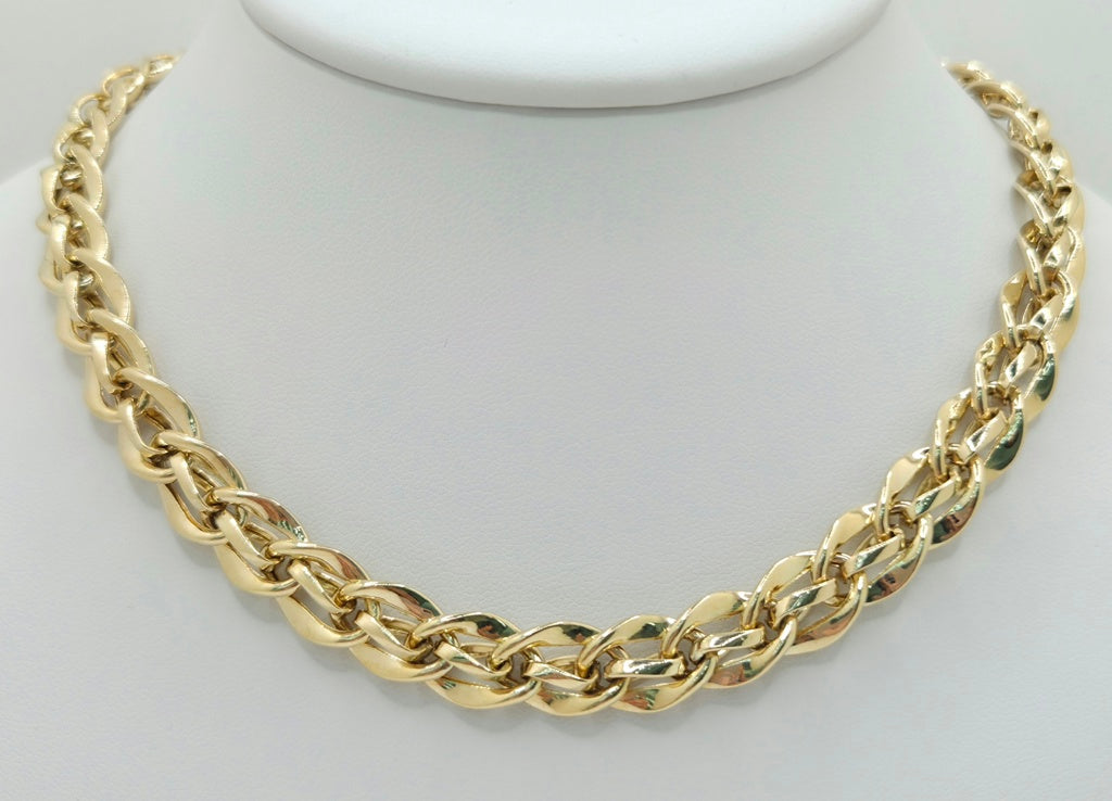 10KT DOUBLE CUBAN LINK DESIGN NECKLACE Size 18INCH 10MM Weight 16.9GR