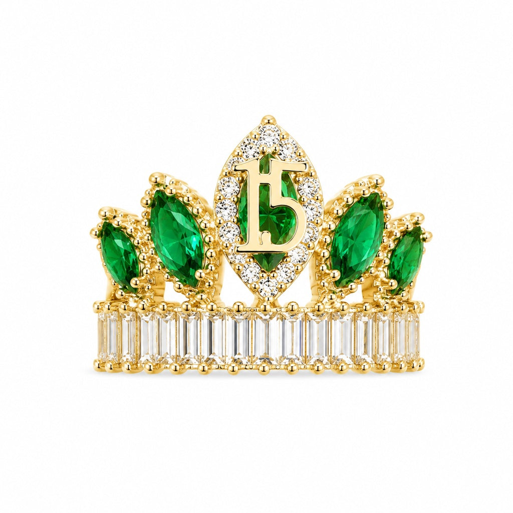 10KT 15ANERA GREEN CROWN RING Size 7 Weigth 3.1GR
