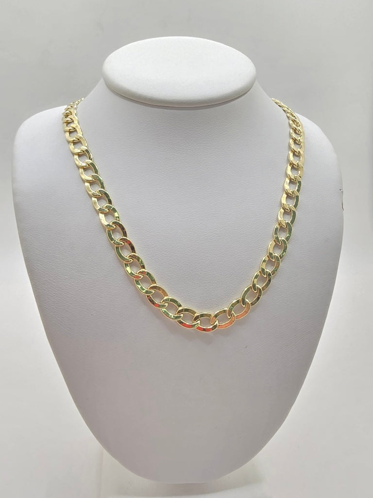 10KT HOLLOW  CUBAN CURB FLAT CHAIN Size 18INCH 5.5MM Weight 7.9GR