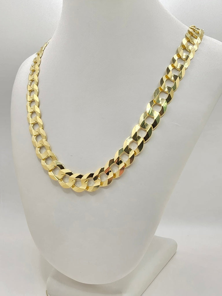 10KT SOLID CUBAN CURB FLAT CHAIN Size 26INCH 14.5MM Weight 107.7GR