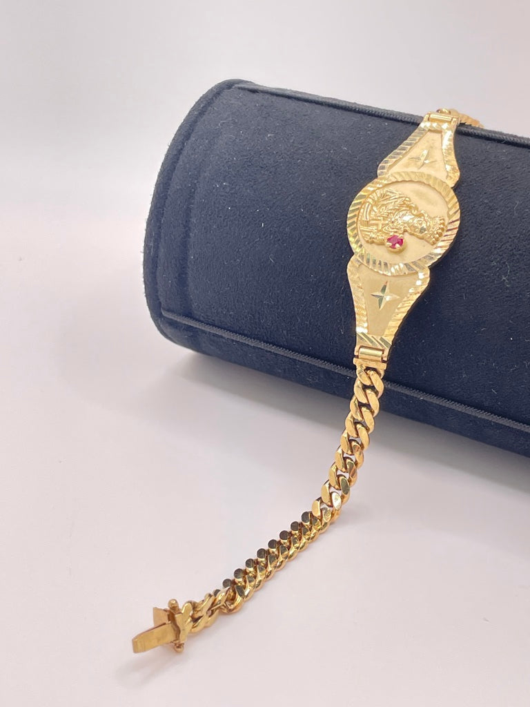 10KT VIRGIN MARY CUBAN LINK BRACELET Size 7.5INCH 5MM Weight 18.9GR