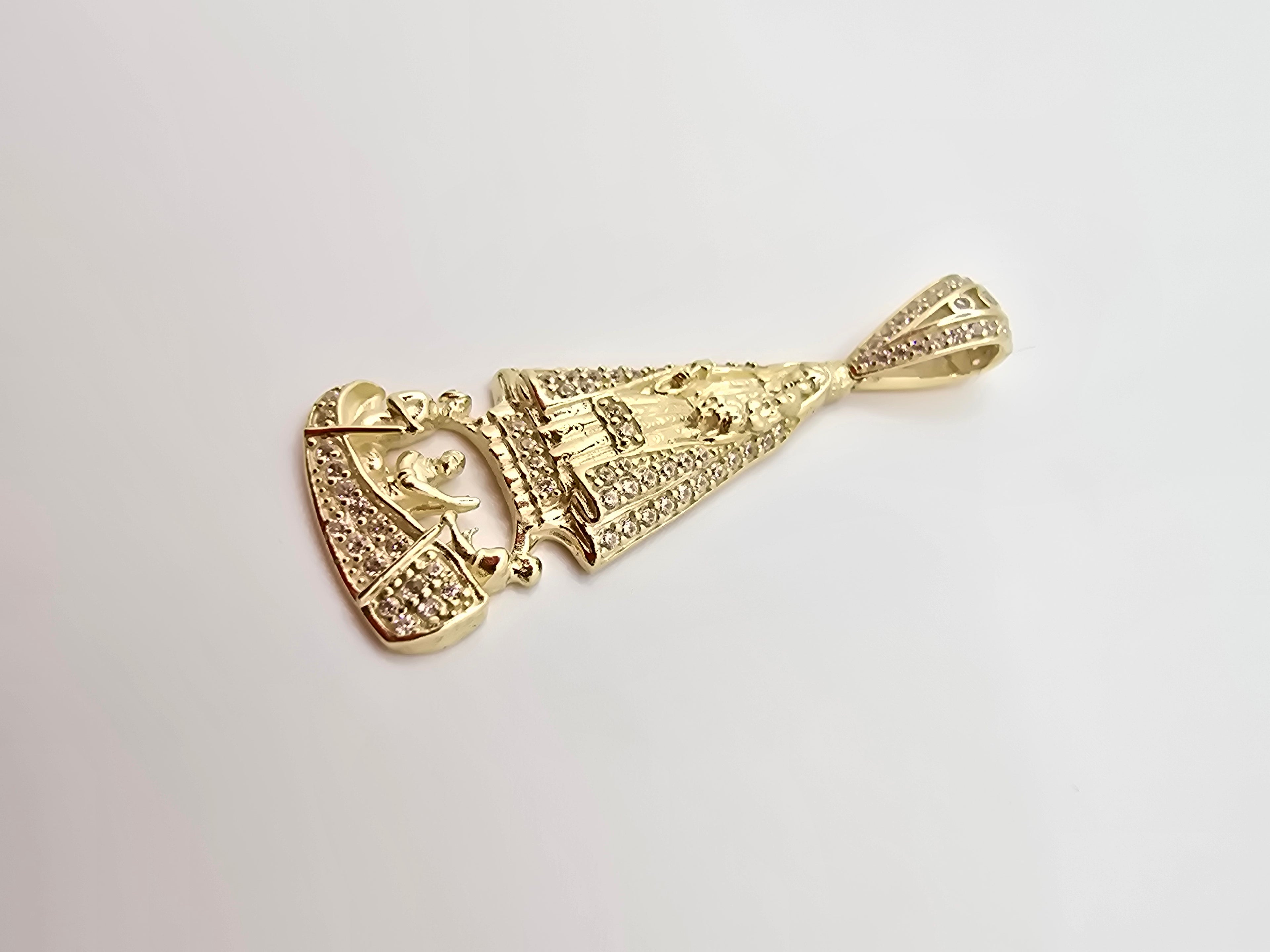 10KT SMALL CZ CARIDAD PENDANT  Weight 3.1GR