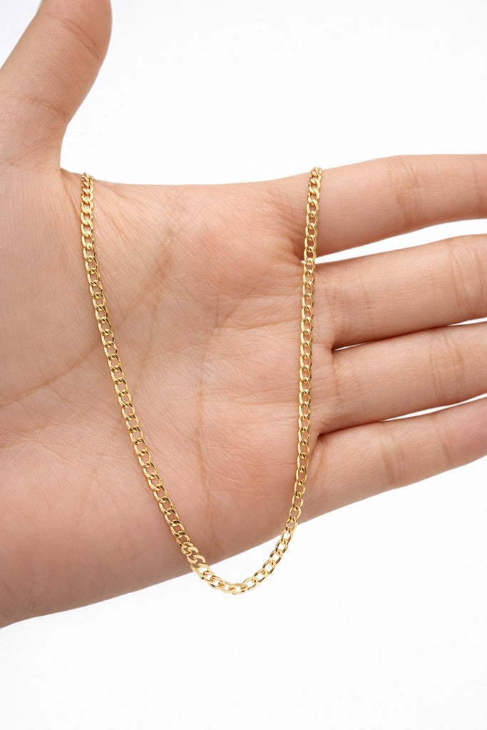 10KT SOLID CUBAN CURB FLAT CHAIN Size 18INCH 2.5MM Weigth 3.9GR