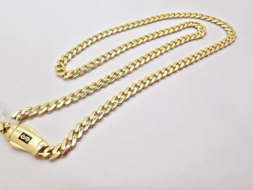 10KT CERTIFIED PLAIN MONACO CHAIN Size 24INCH 5MM Weight 14.7GR