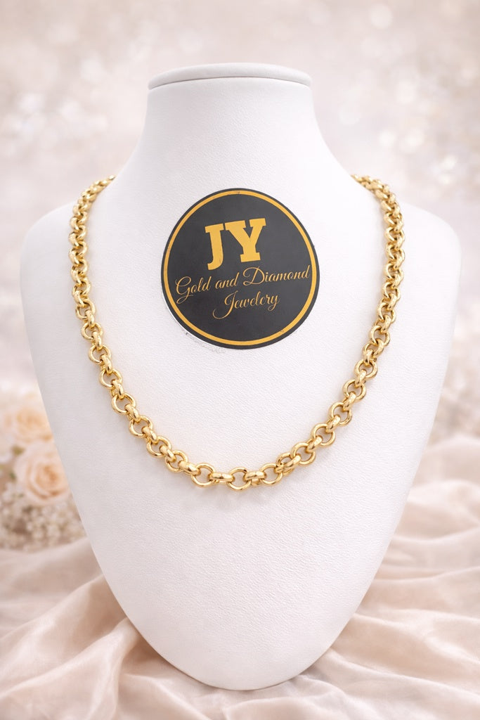 14KT MODERN ROLO NECKLACE Size 18INCH  Weigth 15GR