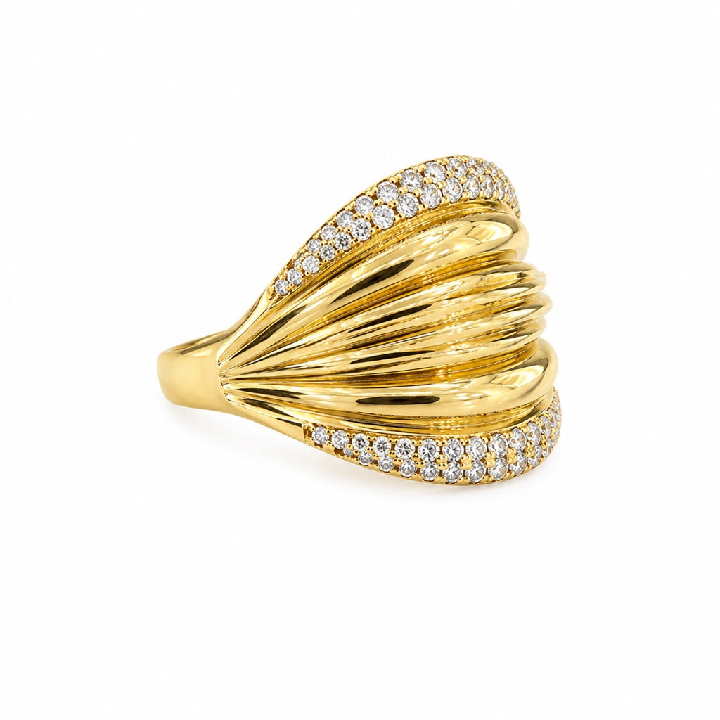 14KT MODERN CZ DETAILS ROWS DESIGN RING Size 8 Weigth 4GR