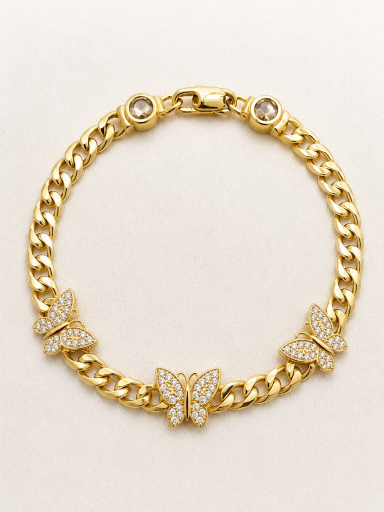 10KT CZ BUTTERFLY BRACELET Size 7INCH 5MM