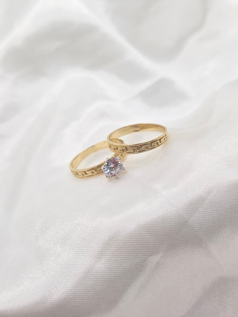 10KT DELICATE GREEK STYLE WOMEN'S ENGAGEMENT RING Size 7 Weight 2.9GR