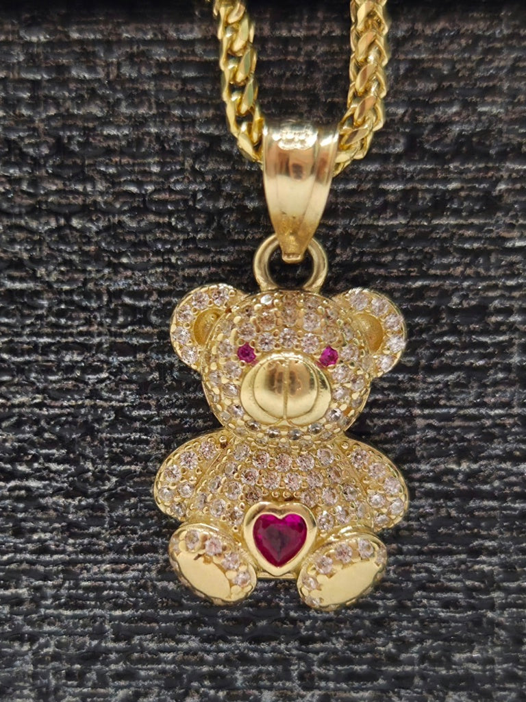 10KT RED CZ MEDIUM BEAR PENDANT Weight 2.3GR