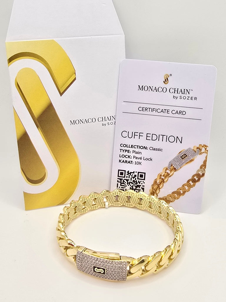 10KT CERTIFIED MONACO BANGLE CZ CLOSURE Size 11.5MM Weight 16.8GR