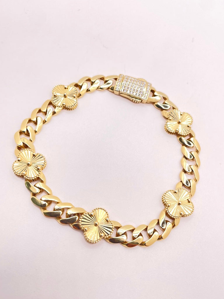 14KT FLOWER BRACELET Size 7INCH 7MM Weigth 11.8GR