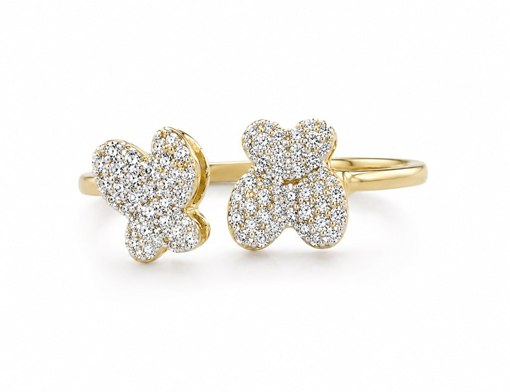 14KT DIAMOND BUTTERFLY RING Size 7