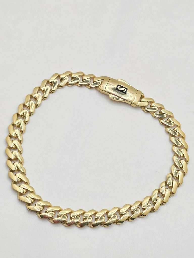 10KT PLAIN CERTIFIED MONACO BRACELET  Size 7.5INCH 6.5MM Weight 6.2GR