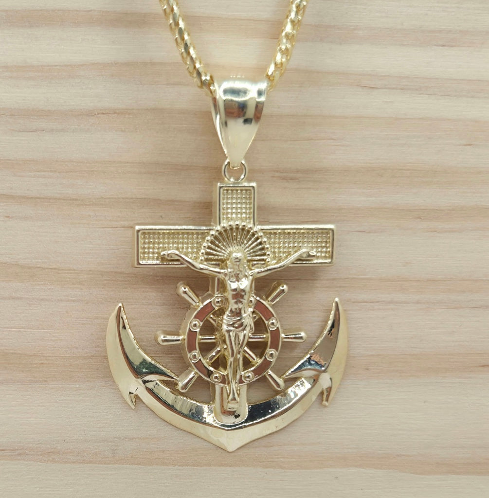 10KT LARGE ANCHOR JESUS PENDANT Weight 7.3GR