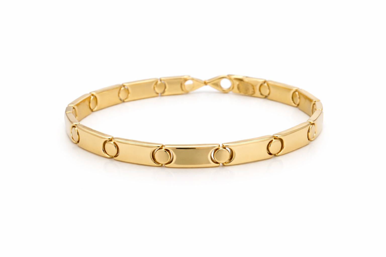 14KT ELEGANT SCREW LINK BRACELET Size 7INCH 6MM Weight 6.8GR