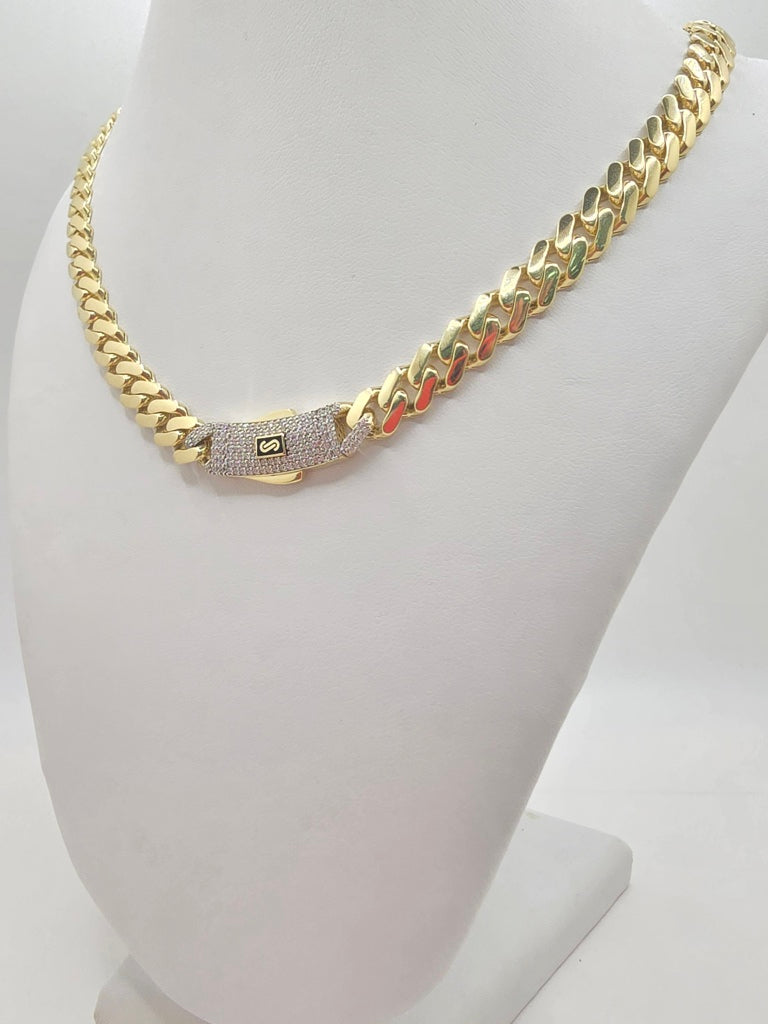 10KT CERTIFIED MONACO CHAIN CZ CLOSURE Size 20INCH 8MM Weight 19.7GR