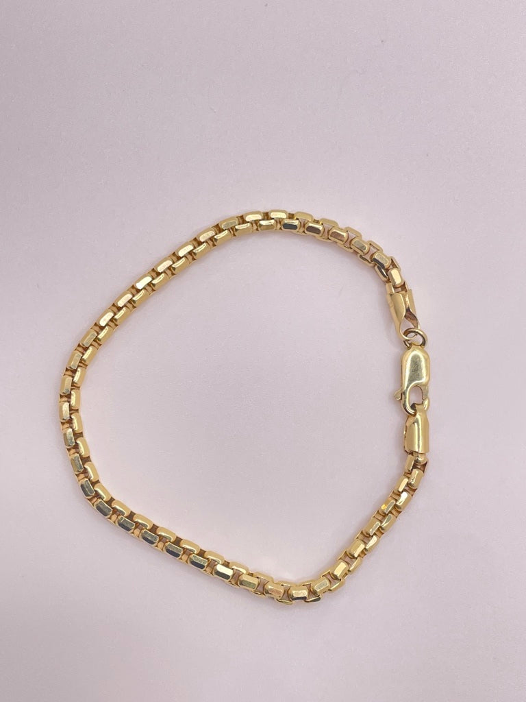 10KT SOLID ROUND BOX BRACELET Size 7INCH 3.5MM Weight 10GR