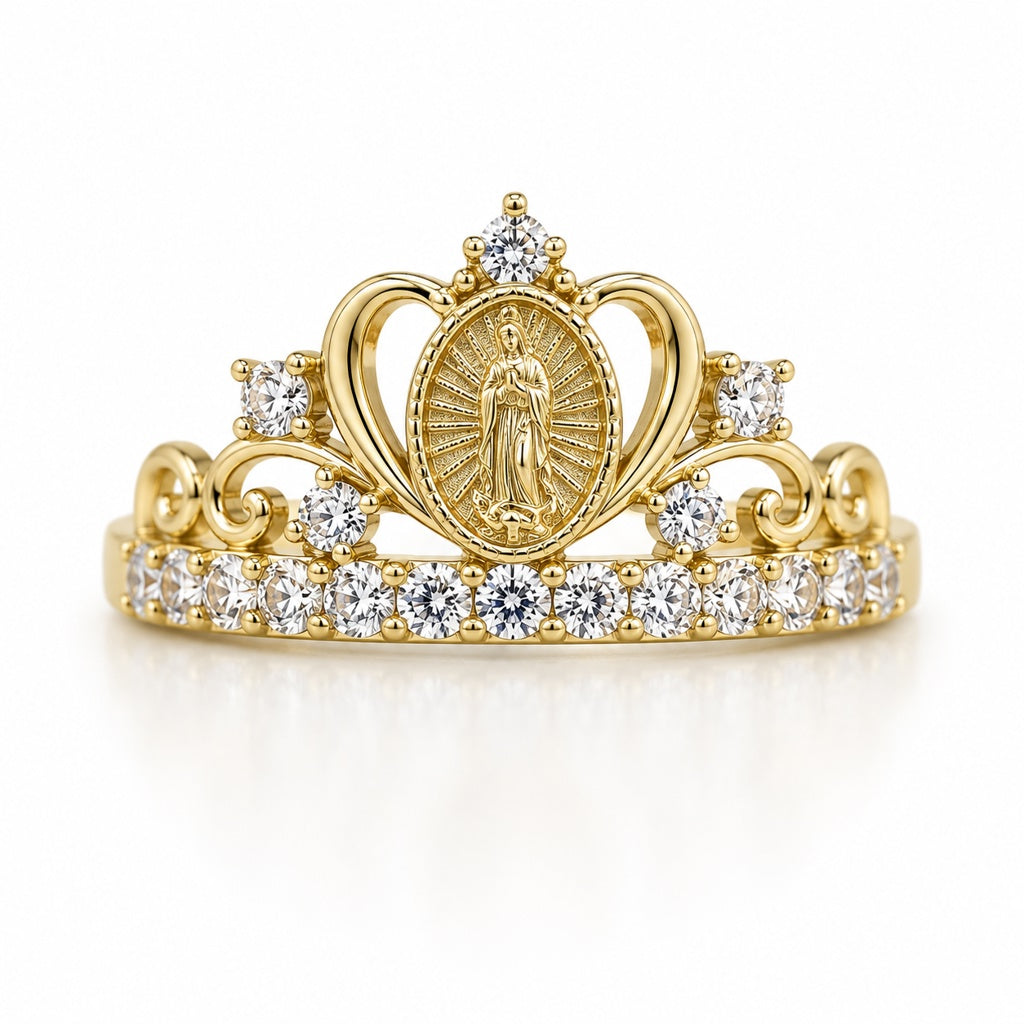 10KT VIRGEN DE LA CARIDAD CROWN RING Size 7.5 Weigth 2.9GR