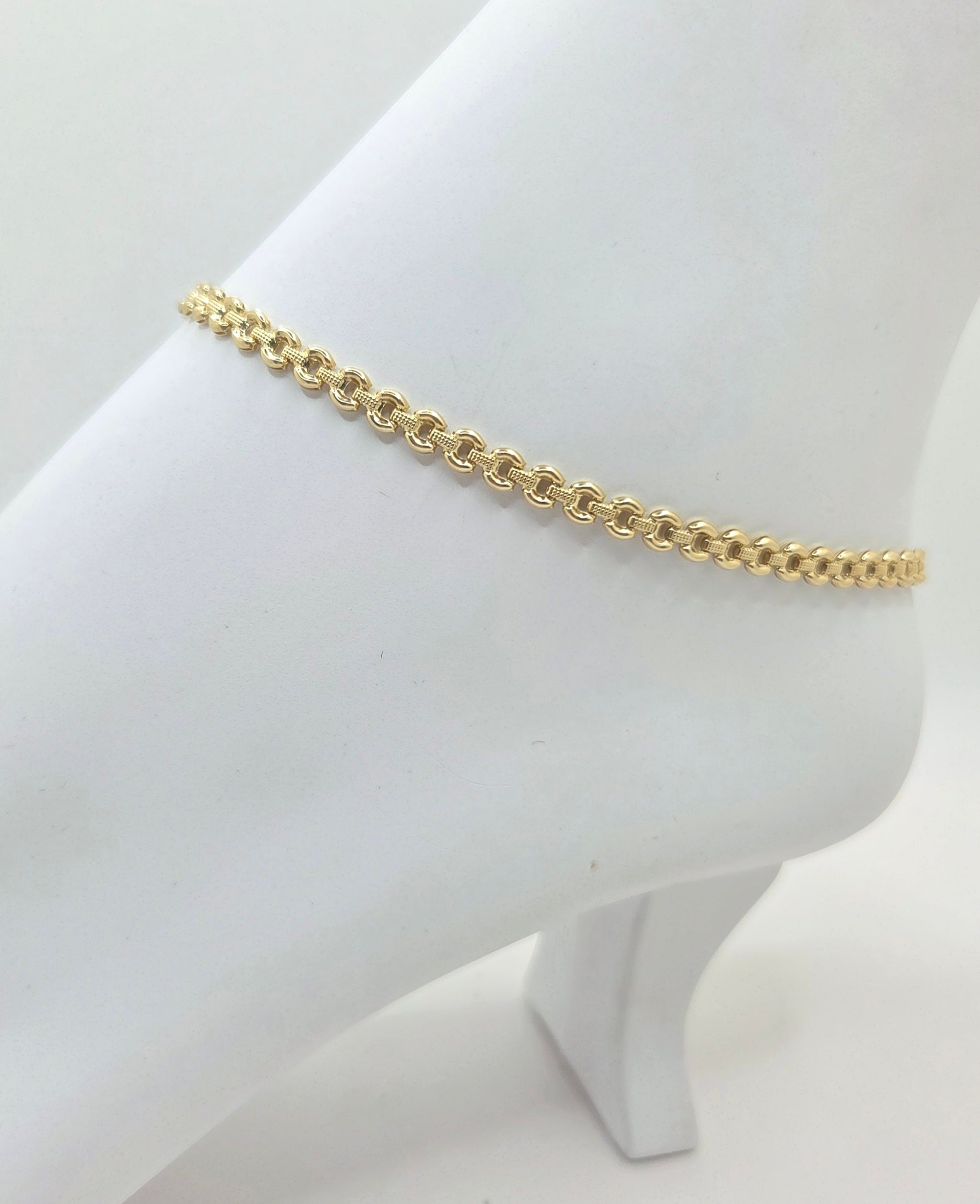 10KT FLAT ROLO STYLE ANKLET BRACELET Size 10INCH 3MM Weight 5.1GR