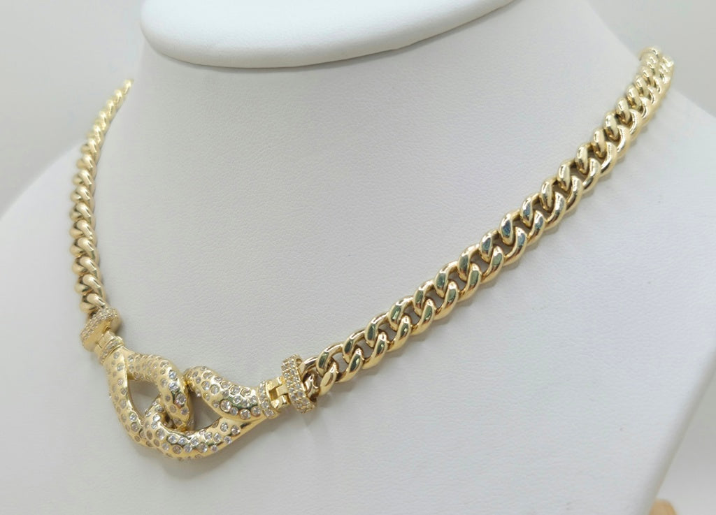 10KT VINTAGE CR DESIGN MIAMI CUBAN NECKLACE Size 18INCH 6.5MM Weight 19.5GR