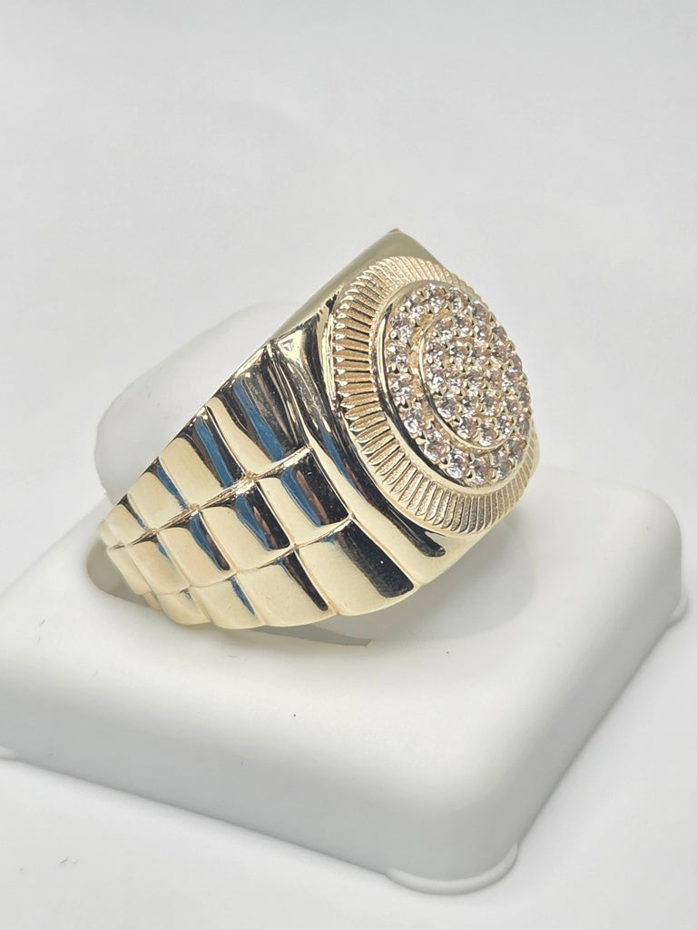 14KT CZ ROUND ELEGANT MAN'S RING Size 12 Weigth 10.4GR