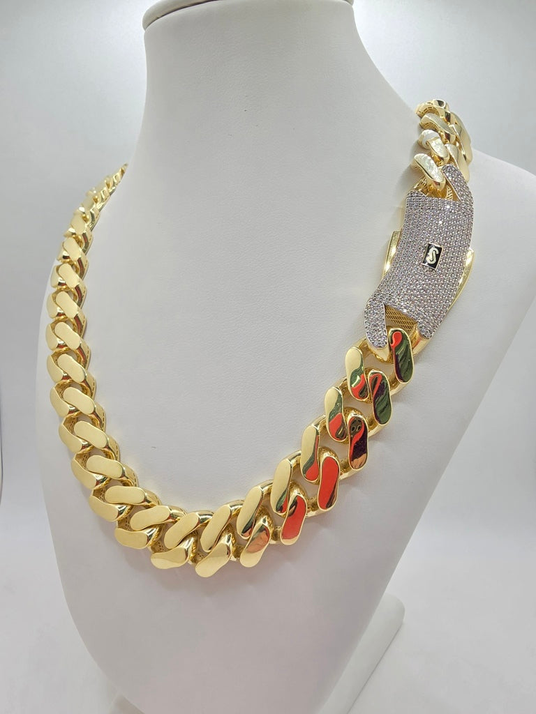 10KT CERTIFIED MONACO CHAIN CZ CLOSURE Size 15.5MM 26INCH Weight 60.1GR