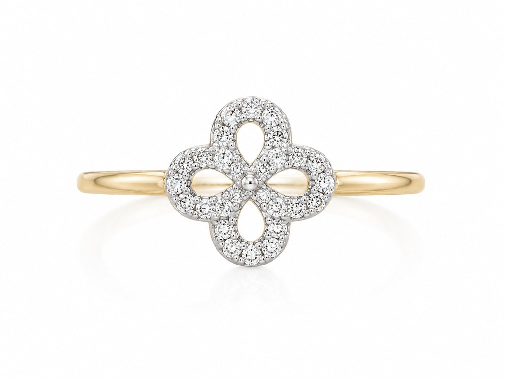14KT DIAMOND FLOWER RING Size 7