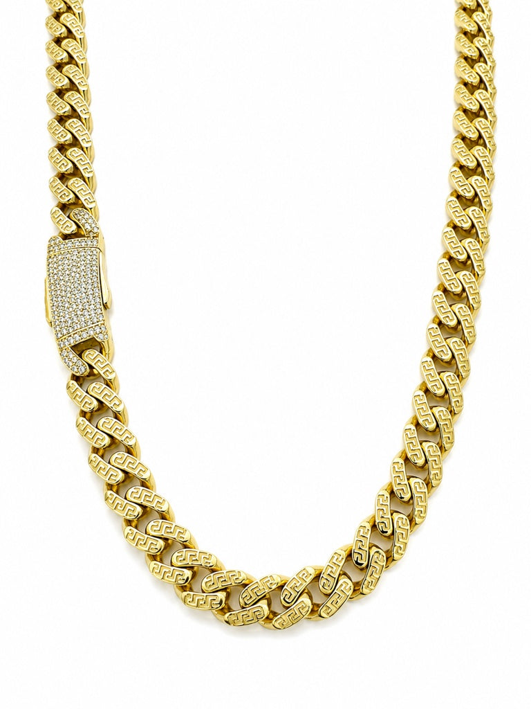 10K GREEK MONACO STYLE CHAIN Size 22INCH 10MM