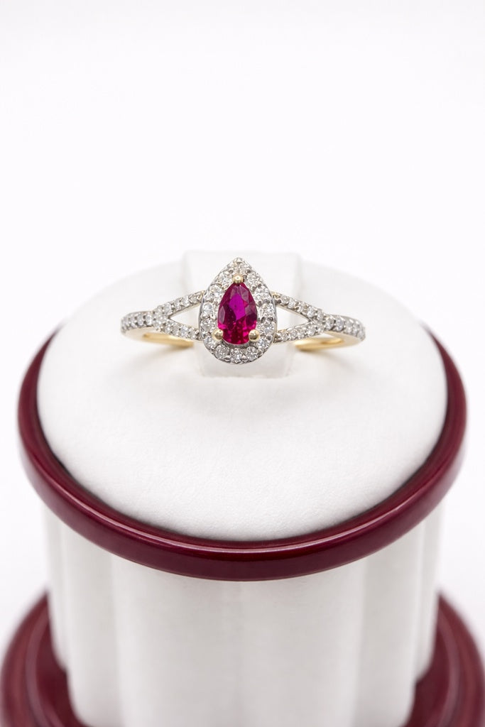 14KT NATURAL DIAMOND PEARL LAB DIAMOND RUBI ELEGANT RING Size 7/0.47CT/1.05GM