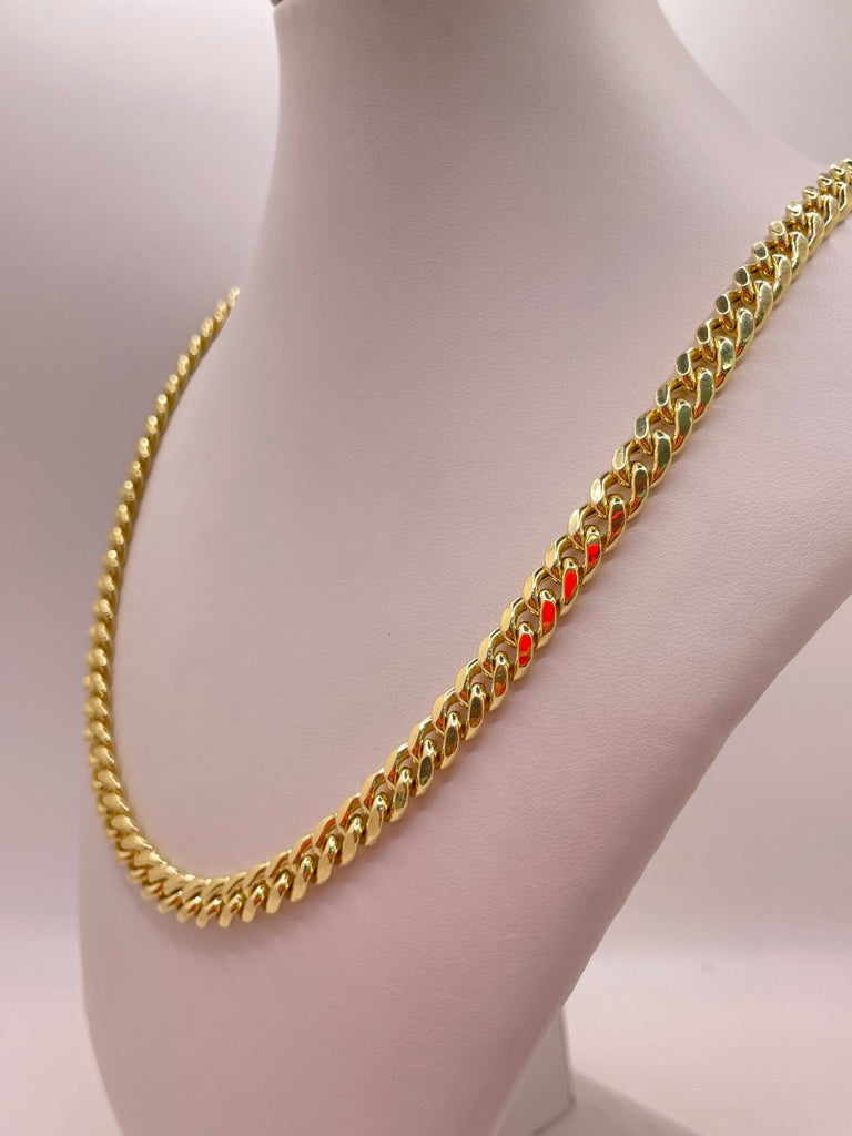 14KT SEMISOLID MIAMI CUBAN CHAIN Size 22INCH 6.5MM Weight 30.6GR