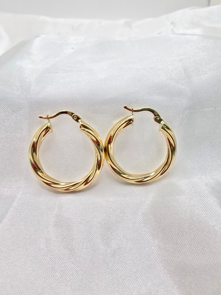 10KT  CROOKED HOOPS EARRINGS Size 3 5MM Weight 4.9GR