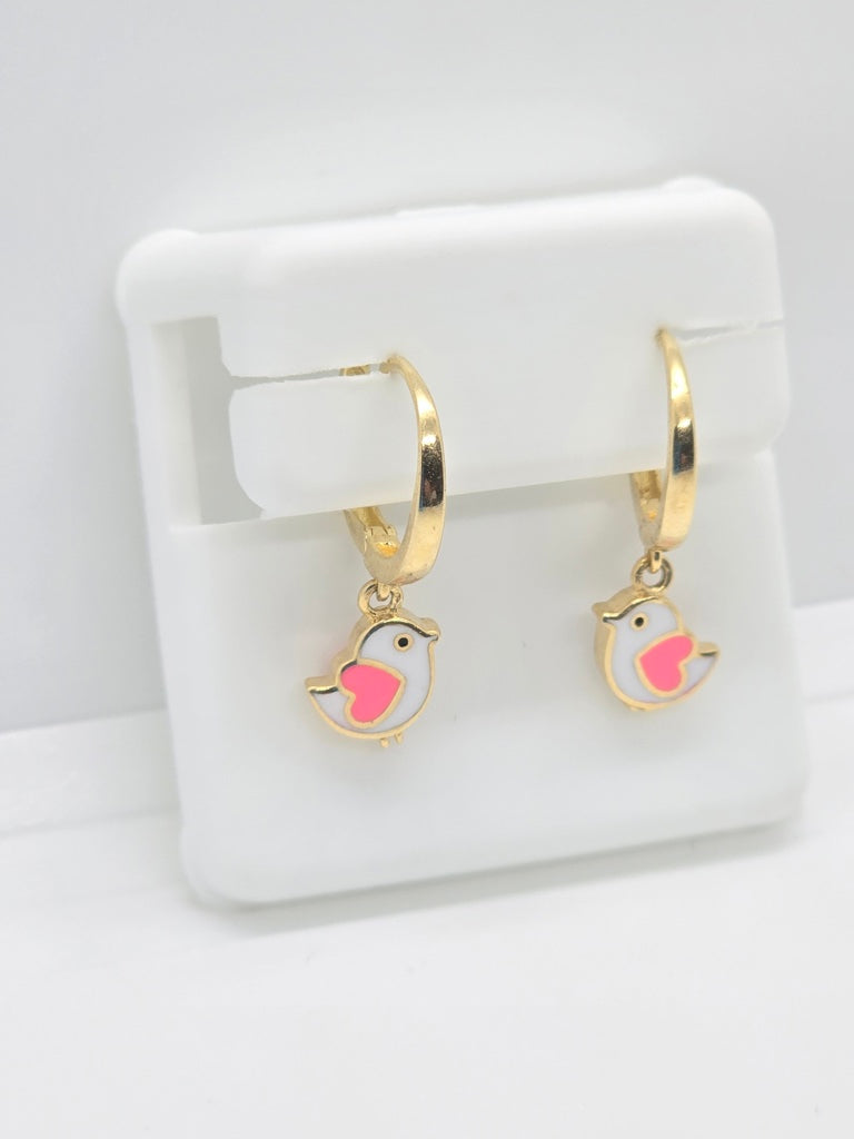 10K WHITHE&GREY LITTLE BIRD HOOP EARR