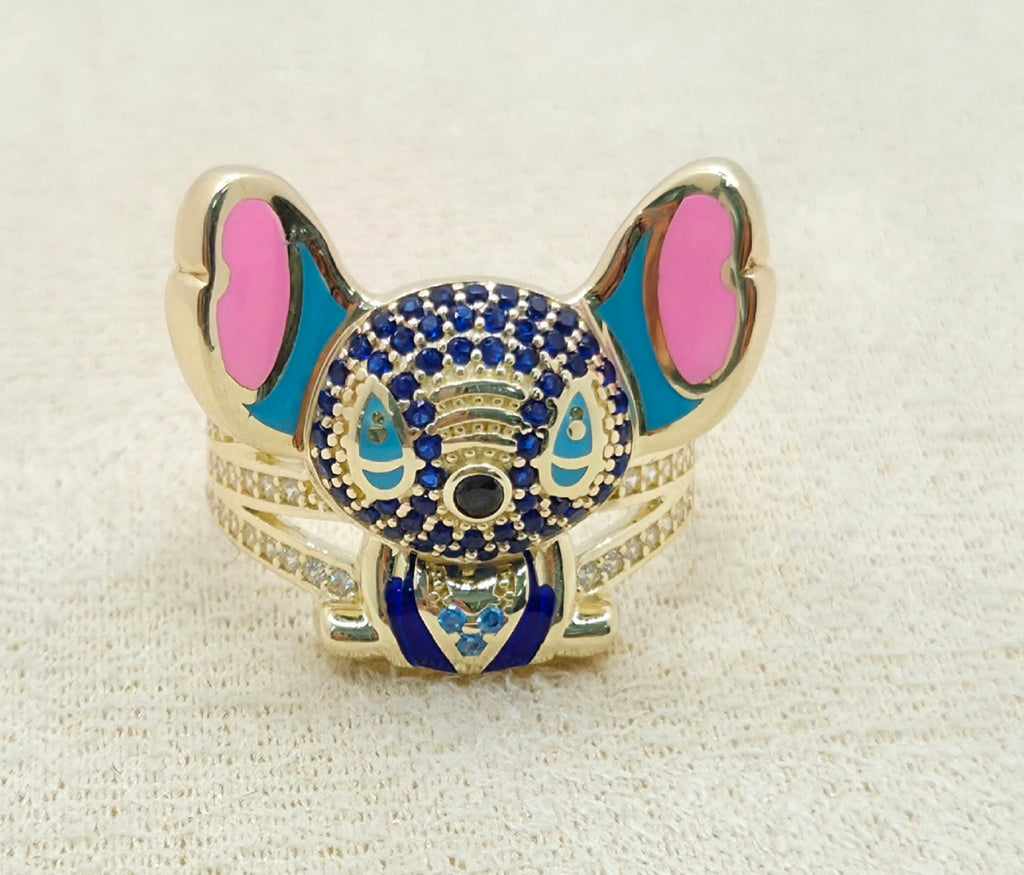 10KT CZ BLUE STITCH RING Size 8.5 Weight 5.4GR